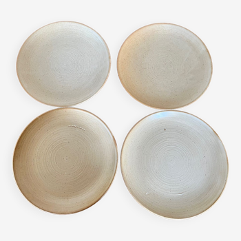 Set of four flat stoneware plates CNP Vintage Village