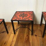 Pair modernist ceramic and metal tables, from the Cloutier Brothers, from the 1960s