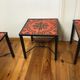 Pair modernist ceramic and metal tables, from the Cloutier Brothers, from the 1960s