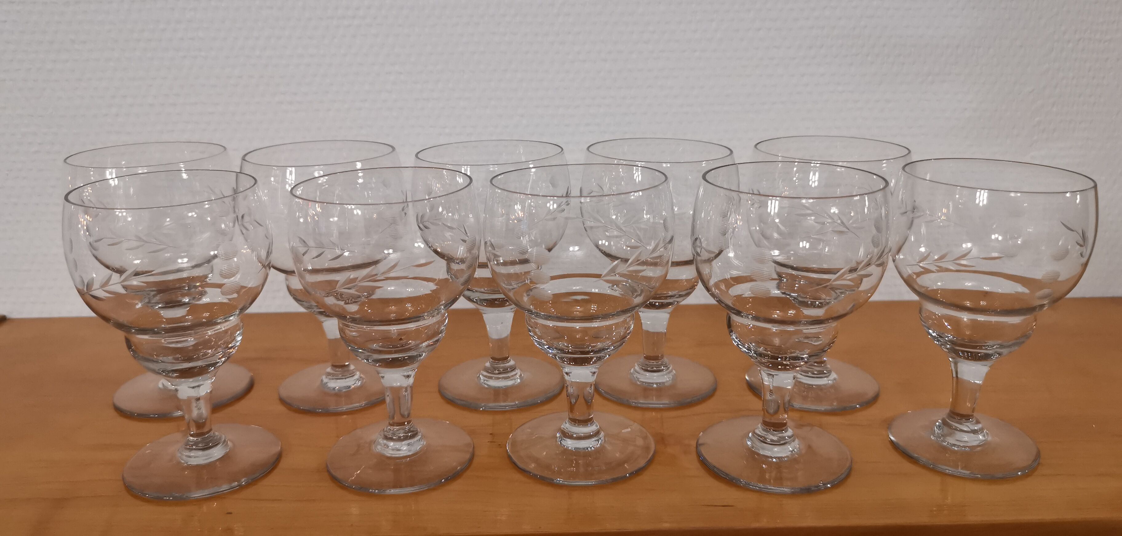 10 stemmed glasses "Cholet" art deco crystal year 1940