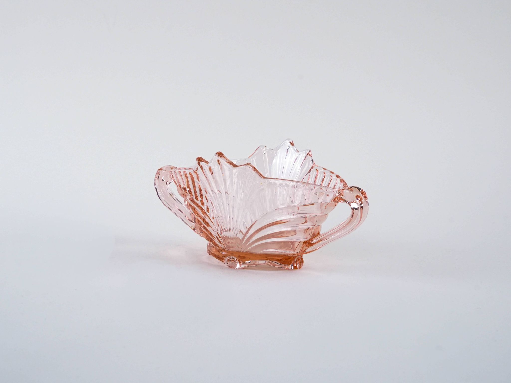 Pink pressed glass bowl, Italian design, 1970s, made in Italy