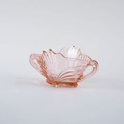 Pink pressed glass bowl, Italian design, 1970s, made in Italy