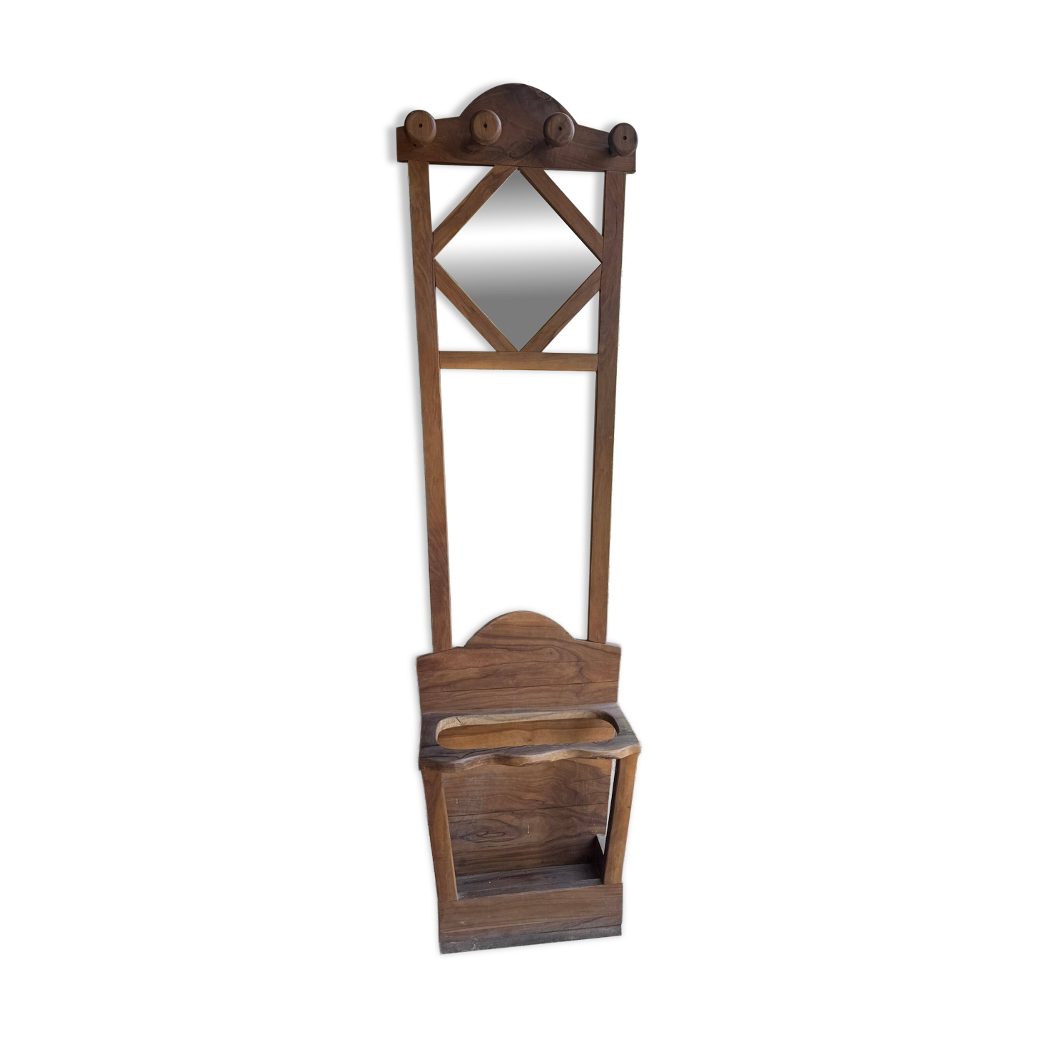 Coat rack / coat stand and umbrella stand in olive wood