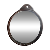 Vintage leather mirror 1940/50 in the spirit of Adnet