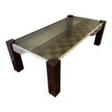 Chrome wood and smoked glass coffee table from the 70s