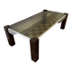 Table basse chromée bois et verre fumé années 70