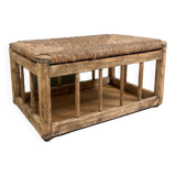 Storage bench in wood and straw (renovated)