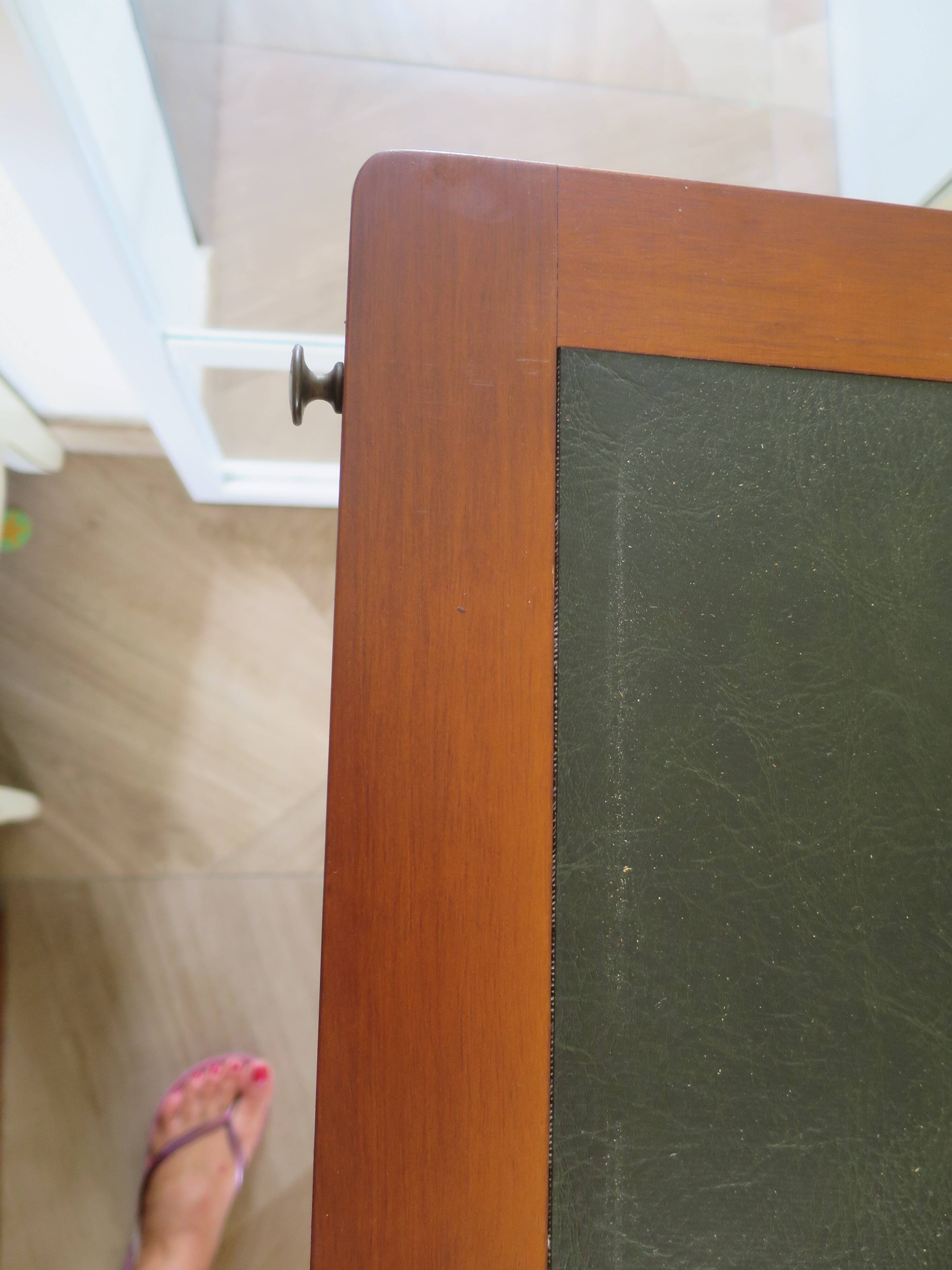 minister's desk - 2 drawers - solid wood - faux leather writing pad - Louis Philippe