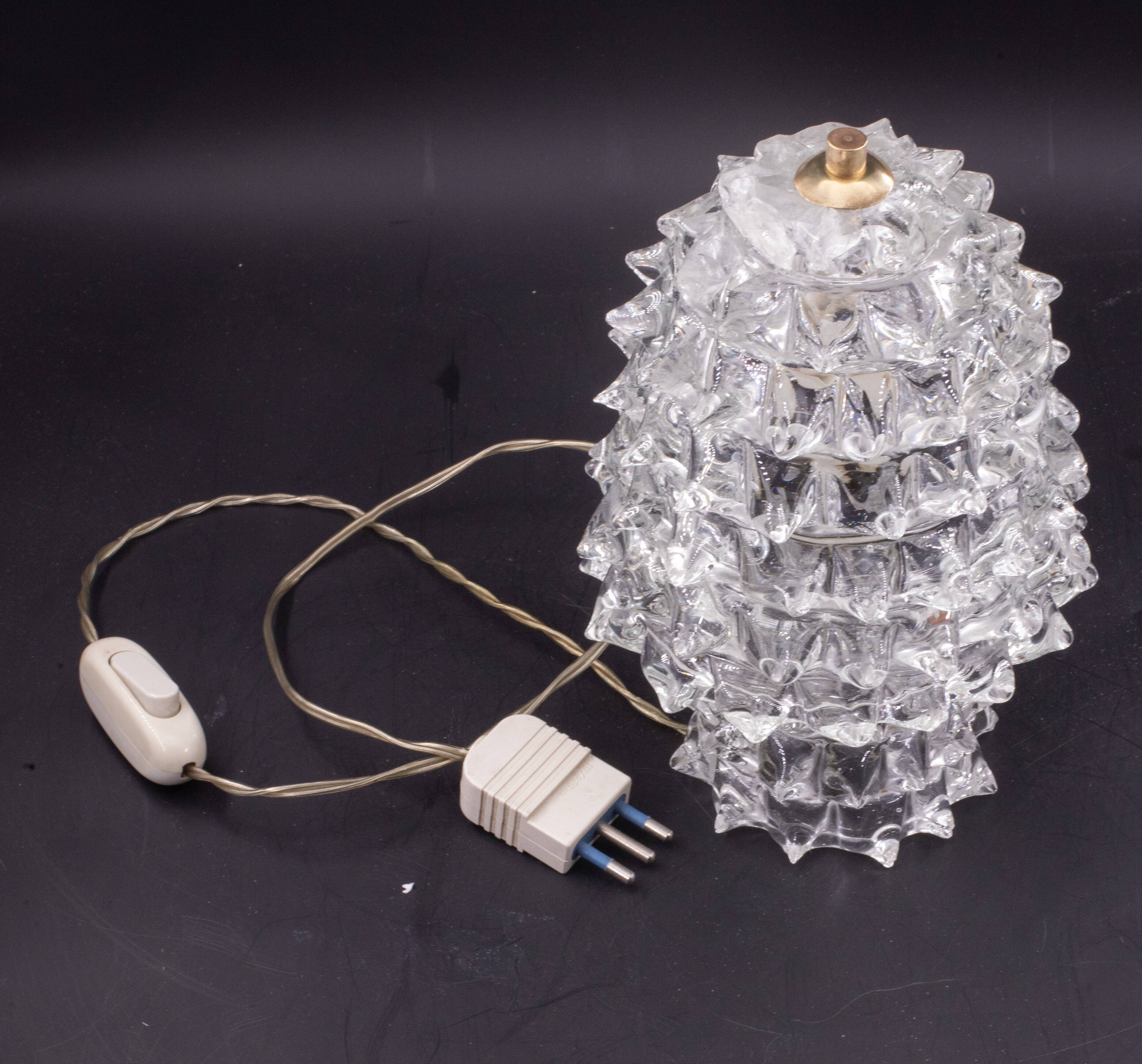 Elegant Table Lamp in Rostrato Murano Glass Vase for Barovier & Toso, 1940s