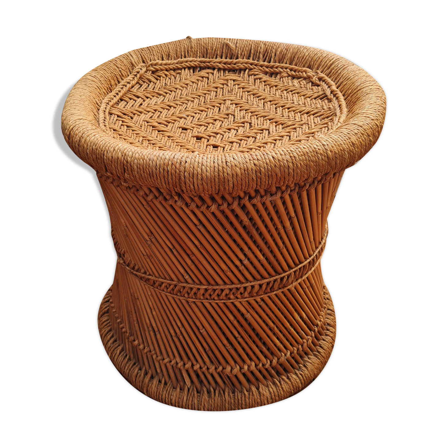 Vintage wicker pouf
