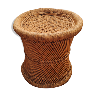 Vintage wicker pouf