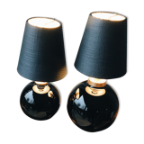 Duo of lamps in black opaline art deco