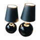 Duo de lampes en opaline noire art déco
