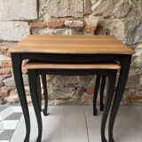 Duo black and wood nesting tables