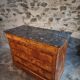 Antique French commode in elm with a marble top, 19th century (circa 1850–1880)