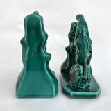 Pair of ART DECO bookends • Glazed earthenware enhanced with touches of fine gold • Circa 1930