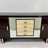 Italian 1940s Art Deco Sideboard in Macassar, Parchment, Attr. Osvaldo Bors