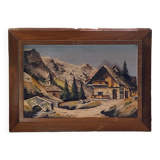Relief painting signed Guillot mountain village