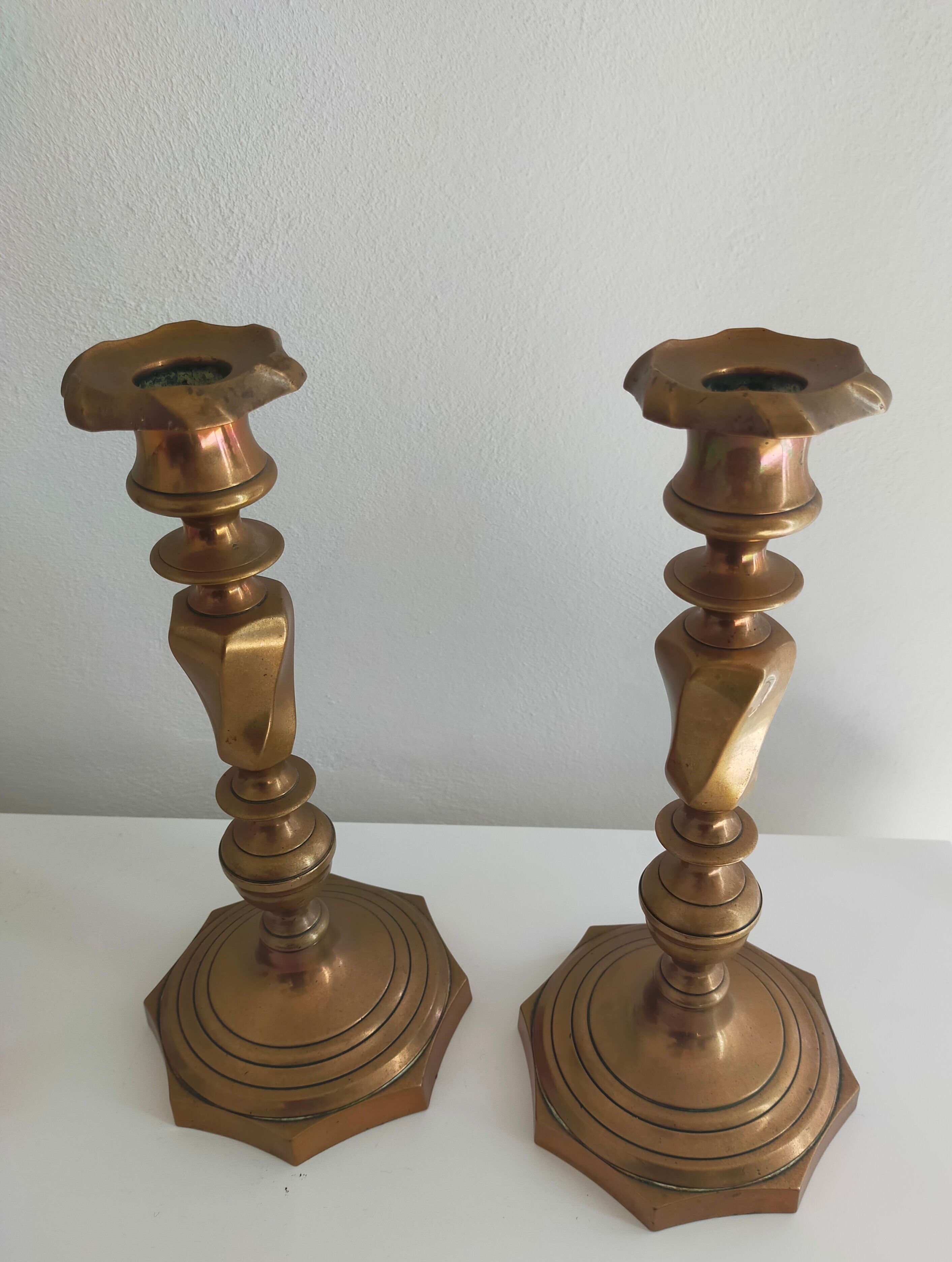 Pair of candlesticks in bronze 19th century