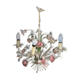 Lustre en métal peint à fleurs
