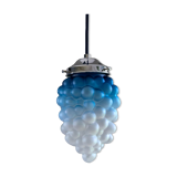 Suspension old cluster in translucent blue and white glass