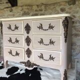 Curved chest of drawers 6 drawers of style xviiith patinated mole
