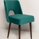 Chaise « shell » en velours crème et bois, Pologne, 1960s