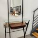 Table console laquée avec plateau en verre et miroir