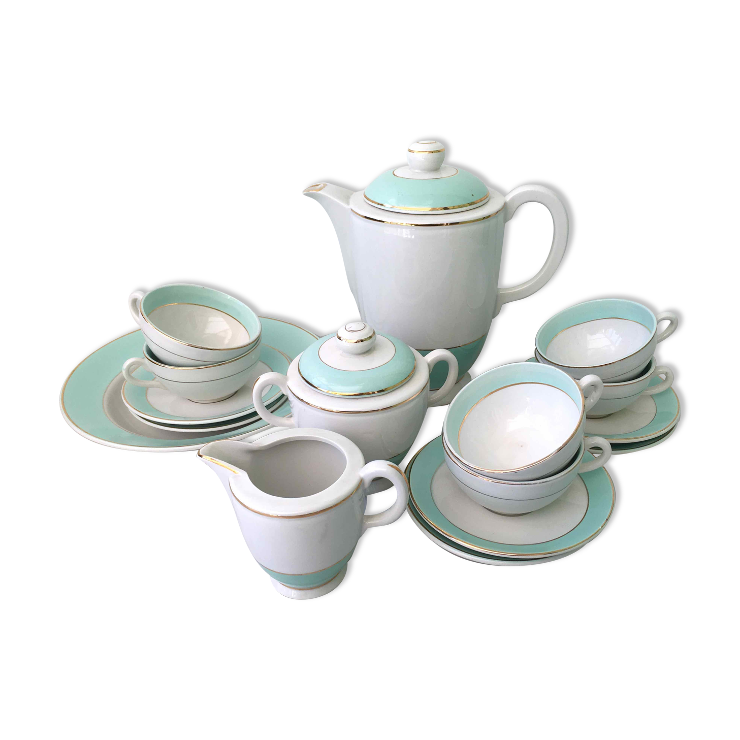 Coffee service earthenware from Lunéville for 6 people