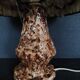 Vintage bedside lamp with wool shade and varnished terracotta base from the 60s
