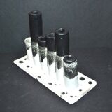 Vase soliflore vintage en céramique noir et blanc - porte-pinceaux