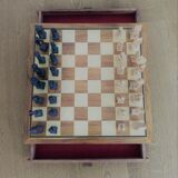 Carved wooden chess game
