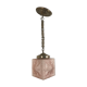 Suspension art déco abat-jour carré verre dépoli rose motifs d’étoiles