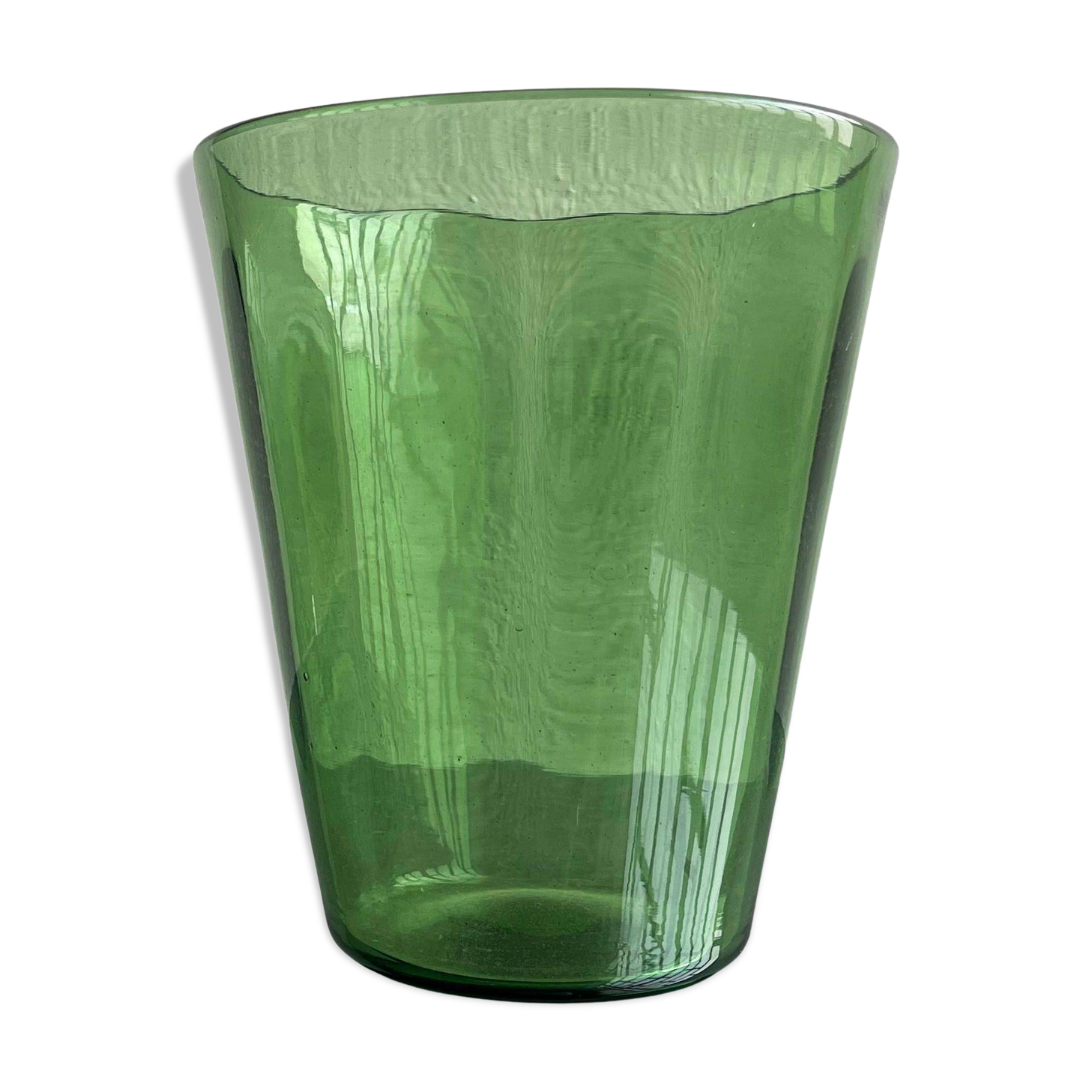 Vintage Green Decorative Vase in Blown Glass, Made in Italy, Vetrerie di Empoli