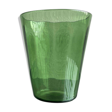 Vintage Green Decorative Vase in Blown Glass, Made in Italy, Vetrerie di Empoli