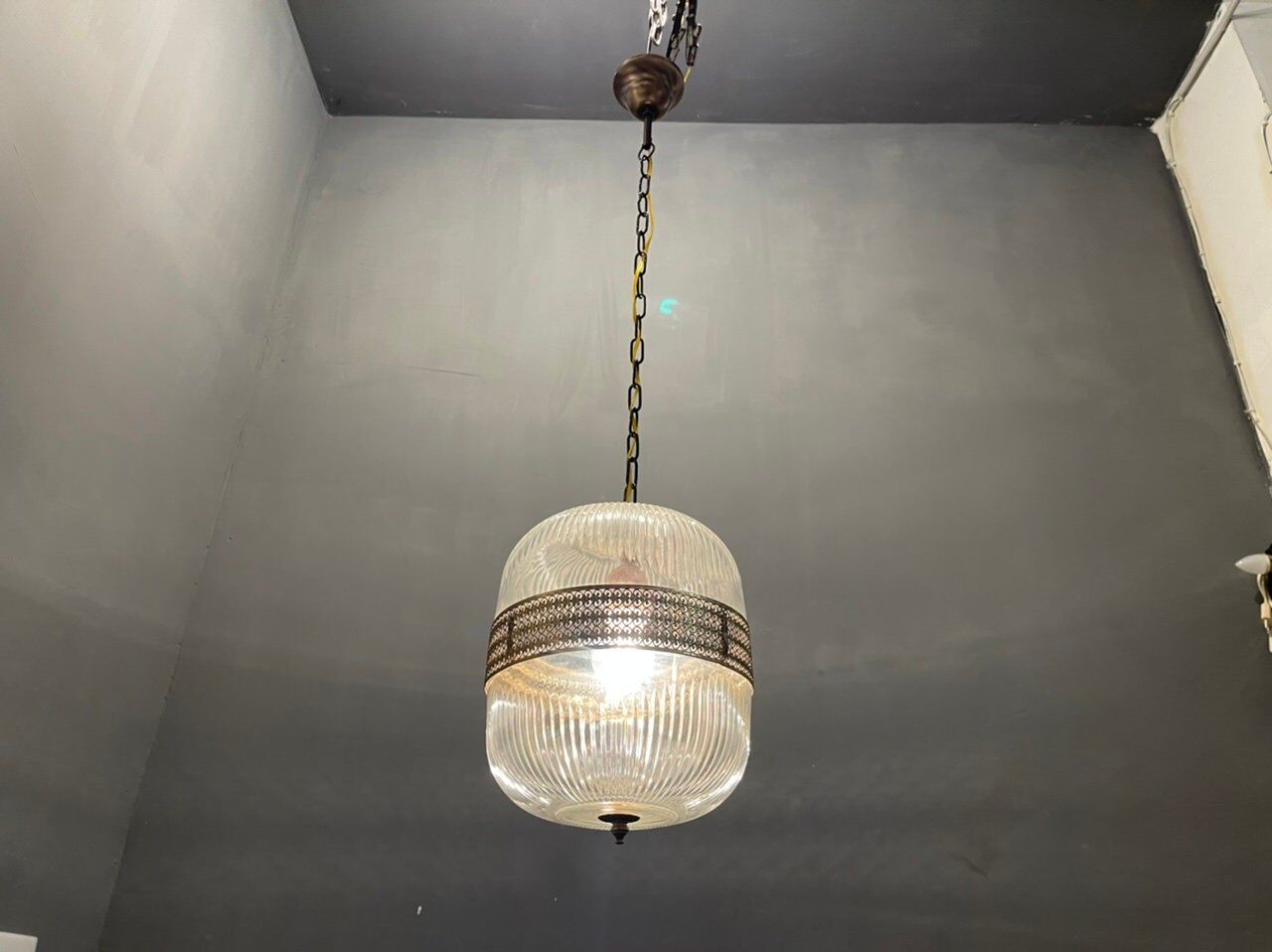 Vintage italian glass light pendant lamps, set of 2