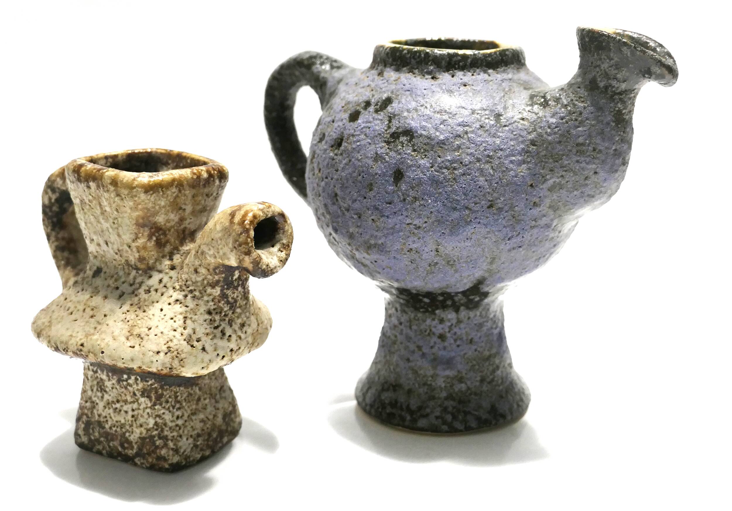Pair of small ceramics from 1973 by Van Woerden for Vest Gouda