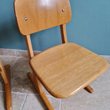 Pair of children's chairs by Casala in solid beech, 1960s.