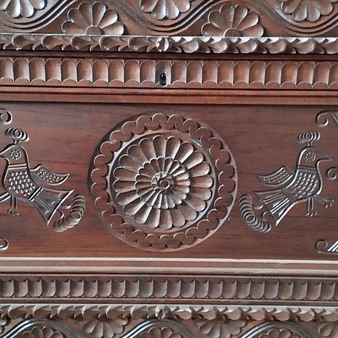 Carved wooden chest