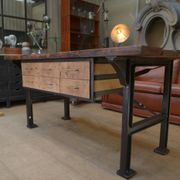 factory workbench in cast iron and wood 1930 with 9 drawers