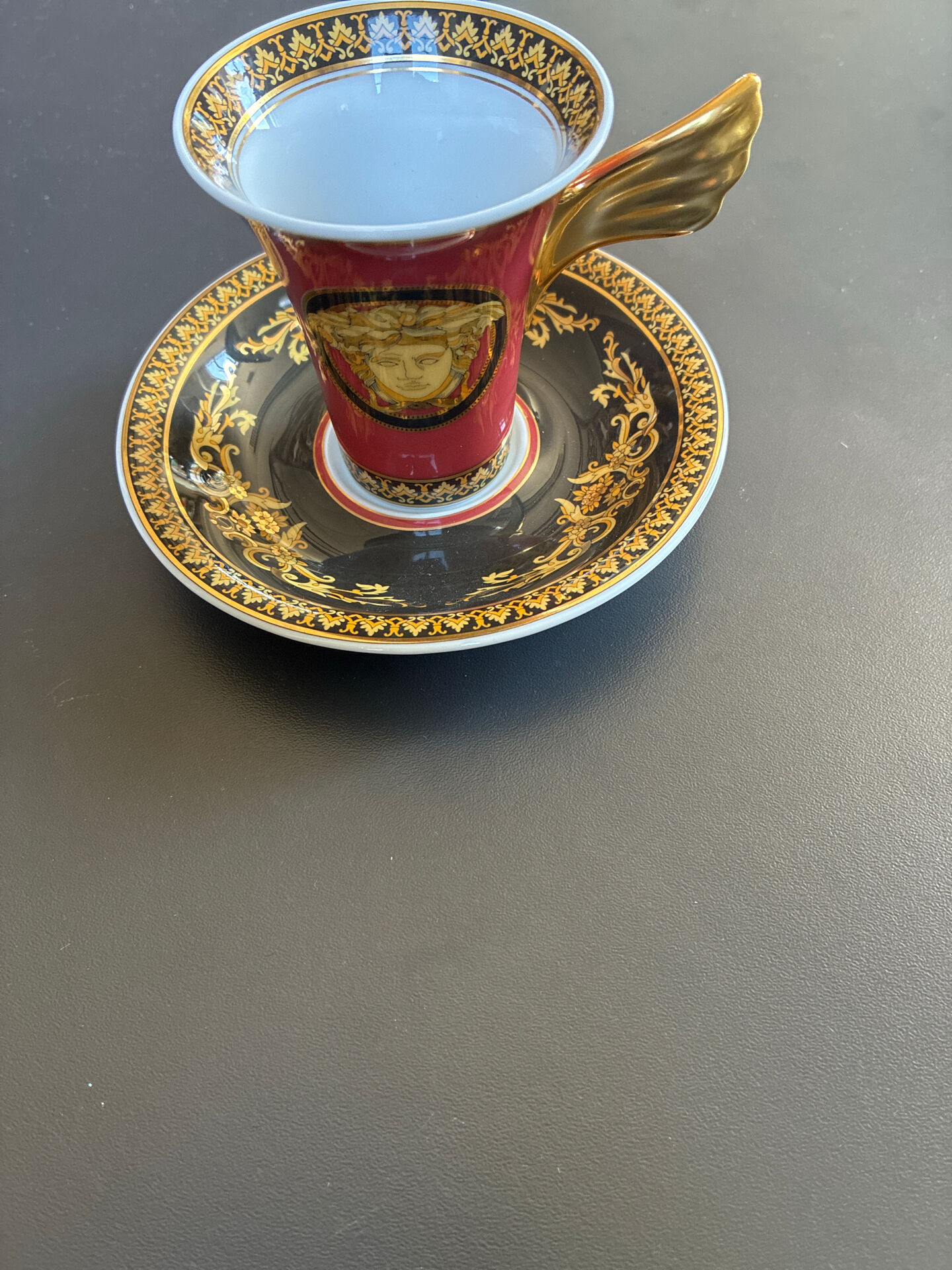 High cup + saucer Versace Medusa red - Rosenthal Ikarus - new