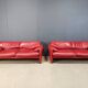Leather Maralunga sofa set by Vico Magistretti for Cassina, 1980s