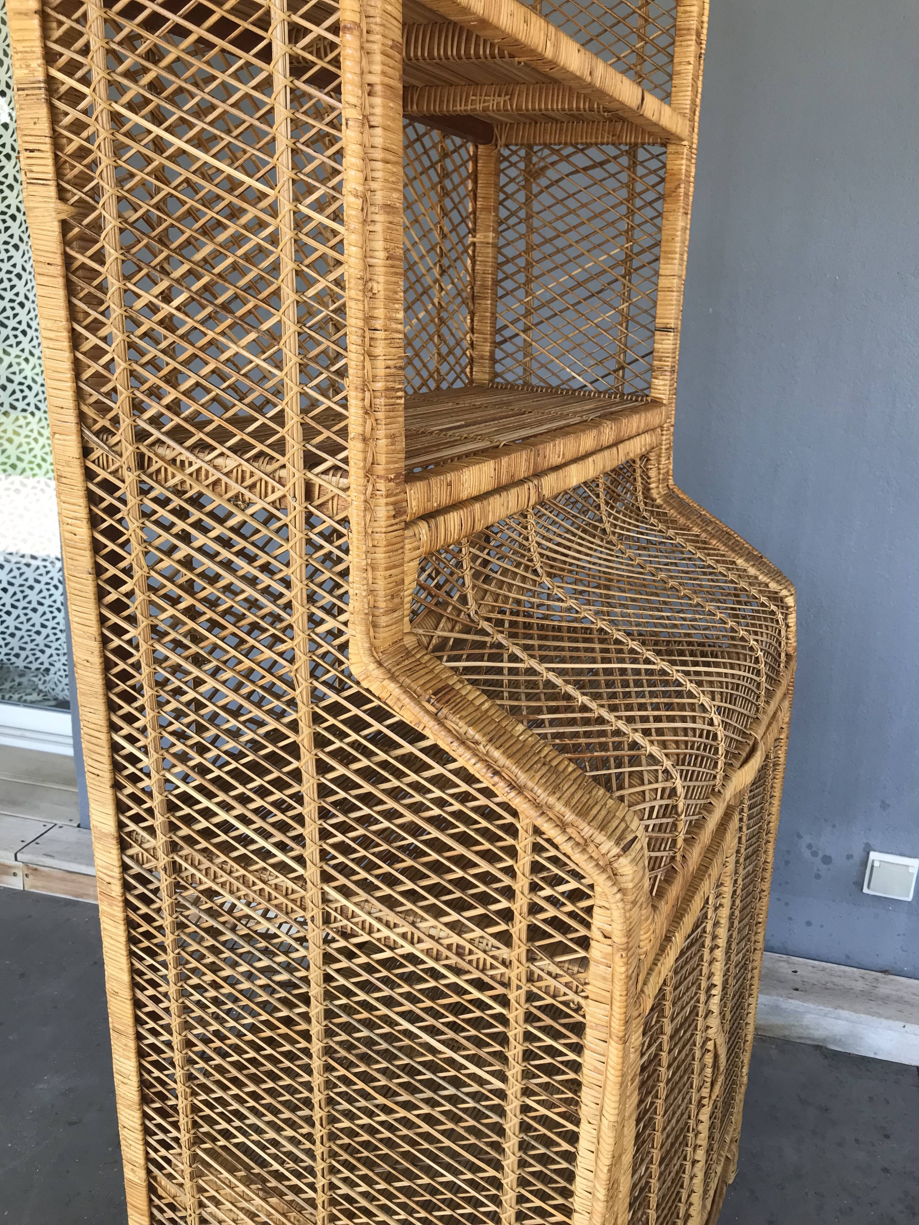 Vintage rattan bookcase