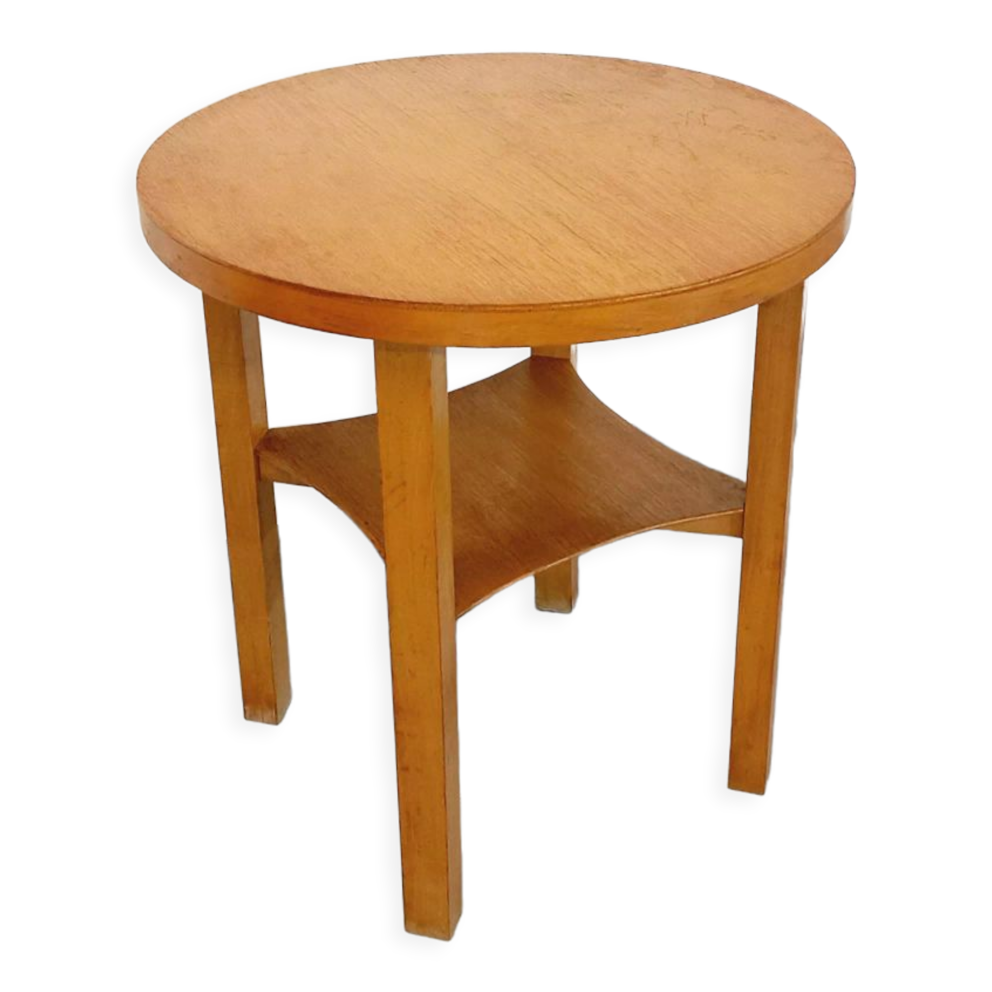 vintage light wood pedestal table from the 50s 60s