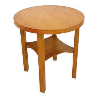 vintage light wood pedestal table from the 50s 60s