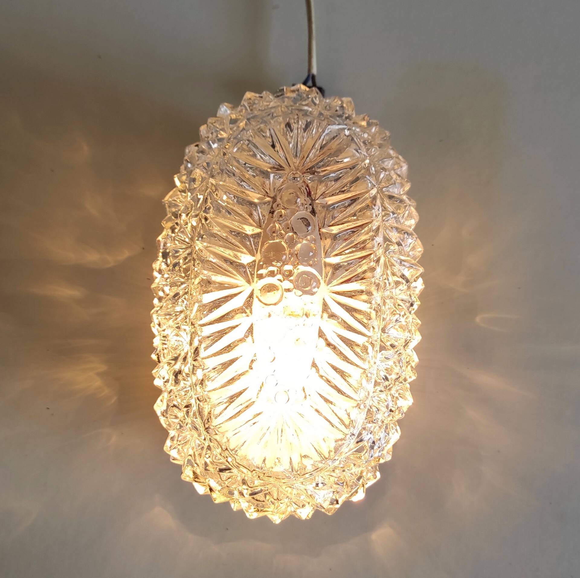 Ceiling light or oval wall light in moulded glass - mid 20th century.