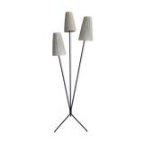 Floor lamp 3 branches 1950 in metal and raffia
