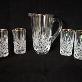 lemonade service, pitchers and glasses, in Lorraine crystal, the Grand Dukes, gold border