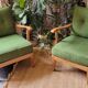 Pair of vintage armchair green fabrics