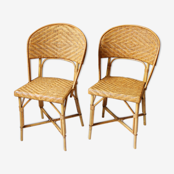 Paire de chaises rotin des années vintage